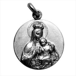 Medalla plata envejecida Virgen del Carmen 18mm