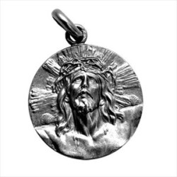 Medalla plata envejecida Cristo de Limpias 20mm