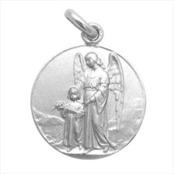 Medalla plata Angel de la guarda 14mm