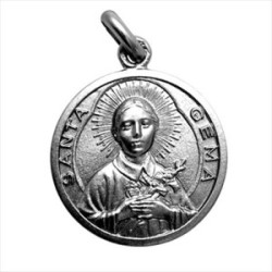 Medalla plata envejecida Santa Gema 20mm