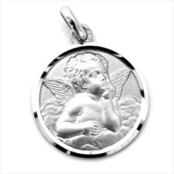 Medalla plata Angel Serafin bisel 12mm