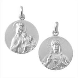 Medalla plata Virgen del Carmen / Sagrado Corazon 12mm