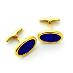 Gemelos forma ovalada con lapislazuli