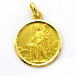 Medalla Angel de la Guarda bisel lapidado 14mm