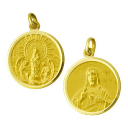 Medalla Virgen del Pilar / Sagrado Corazon bisel lapidado