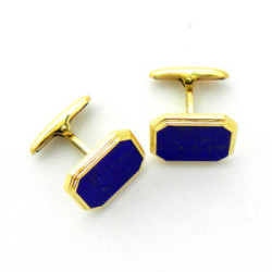 Gemelos forma rectangular con lapislazuli